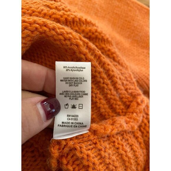 Bishop Young women's orange crochet knit oversized poncho sweater size small - Picture 8 of 8